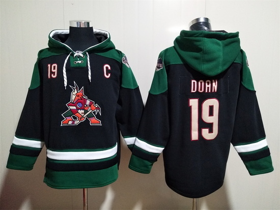 Men's Arizona Coyotes #19 Shane Doan Black Green Ageless Must-Have Lace-Up Pullover Hoodie