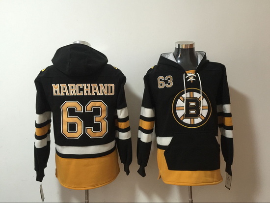 Men's Boston Bruins #63 Brad Marchand Stitched Hoody