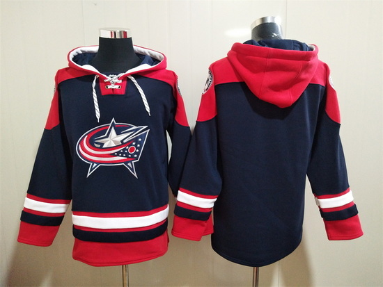 Men's Columbus Blue Jackets Blank Navy Ageless Must-Have Lace-Up Pullover Hoodie