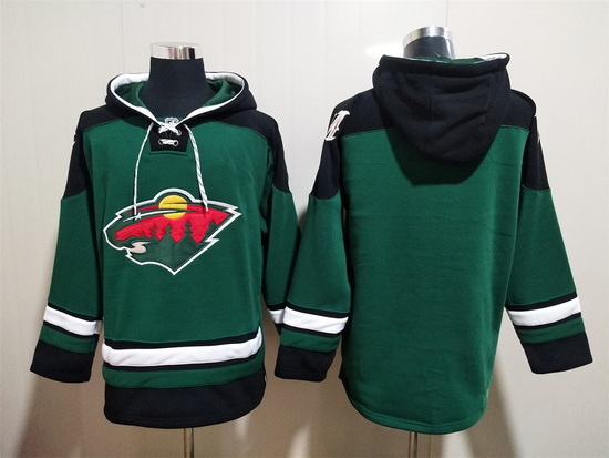 Men's Minnesota Wild Blank Green Ageless Must-Have Lace-Up Pullover Hoodie