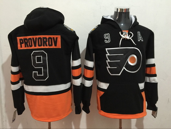 Men's Philadelphia Flyers 9 Ivan Provorov Black Stitched Hoody