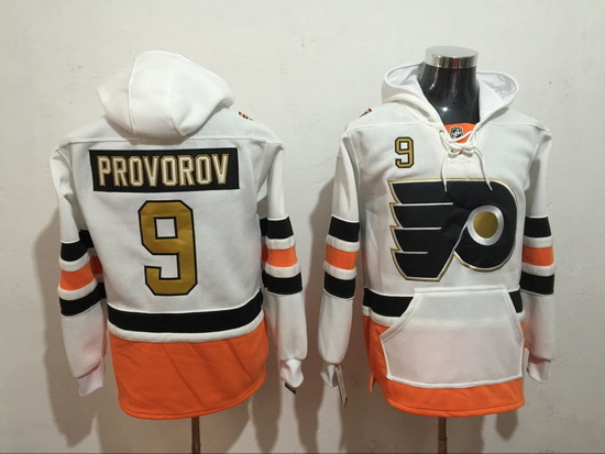 Men's Philadelphia Flyers 9 Ivan Provorov White Stitched Hoody