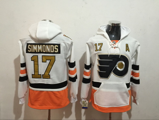 Men's Philadelphia Flyers 17 Wayne Simmonds White Stitched Hoody