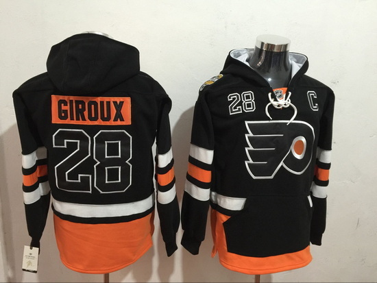 Men's Philadelphia Flyers 28 Claude Giroux Black Stitched Hoody