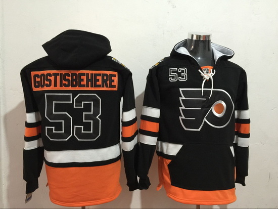 Men's Philadelphia Flyers 53 Shayne Gostisbehere Black Stitched Hoody