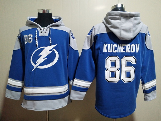 Men's Tampa Bay Lightning #86 Nikita Kucherov Blue Ageless Must-Have Lace-Up Pullover Hoodie