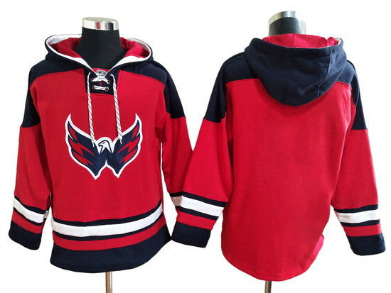 Men's Washington Capitals Blank Red Ageless Must-Have Lace-Up Pullover Hoodie