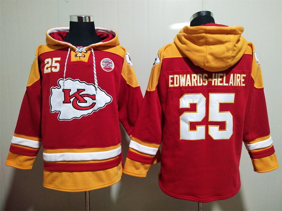 Kansas City Chiefs Sitched Pullover Hoodie #25 Clyde Edwards-Helaire