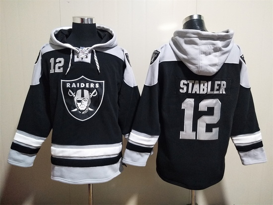 Los Angeles Raiders Sitched Pullover Hoodie #12 Ken Stabler