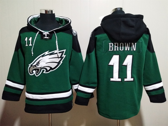 Philadelphia Eagles Green Sitched Pullover Hoodie #11 A.J. Brown