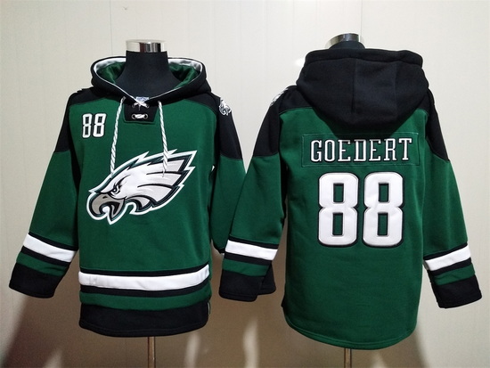 Philadelphia Eagles Green Sitched Pullover Hoodie #88 Dallas Goedert