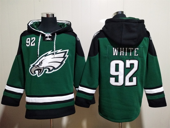 Philadelphia Eagles Green Sitched Pullover Hoodie #92 Reggie White