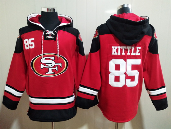 San Francisco 49ers Red Sitched Pullover Hoodie  #85 George Kittle