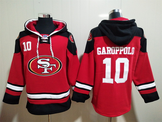 San Francisco 49ers Red Sitched Pullover Hoodie #10 Jimmy Garoppolo