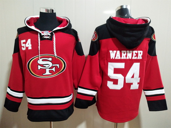 San Francisco 49ers Red Sitched Pullover Hoodie #54 Fred Warner