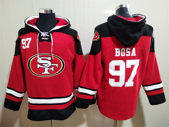 San Francisco 49ers Red Sitched Pullover Hoodie #97 Nick Bosa