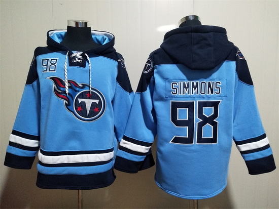 Tennessee Titans Light Blue Sitched Pullover Hoodie #98 Jeffery Simmons