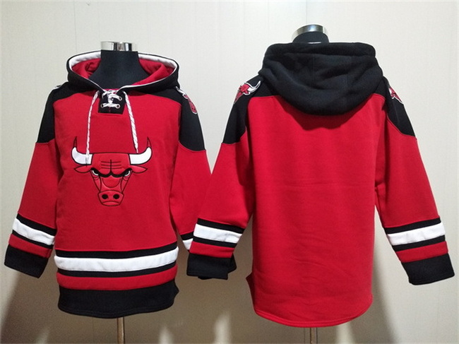 Men Chicago Bulls Blank Red Black Ageless Must Have Lace Up Pullover Hoodie