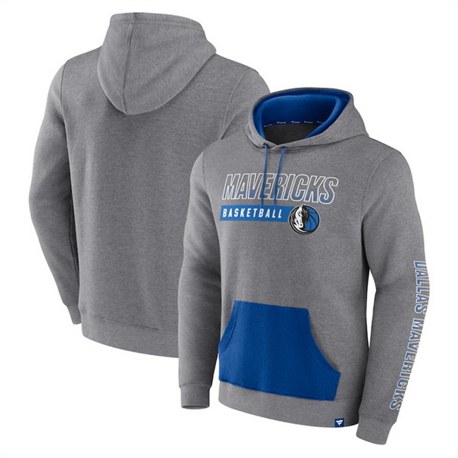 Men Dallas Mavericks Heathered Gray Off The Bench Color Block Pullover Hoodie