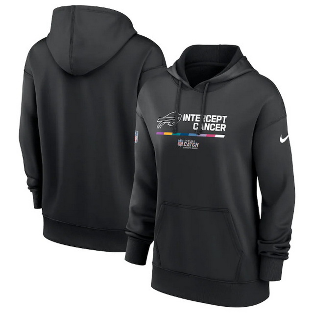 Women Buffalo Bills 2022 Black NFL Crucial Catch Therma Performance Pullover Hoodie