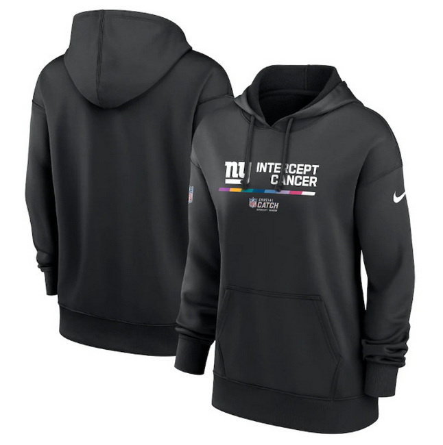 Women New York Giants 2022 Black NFL Crucial Catch Therma Performance Pullover Hoodie