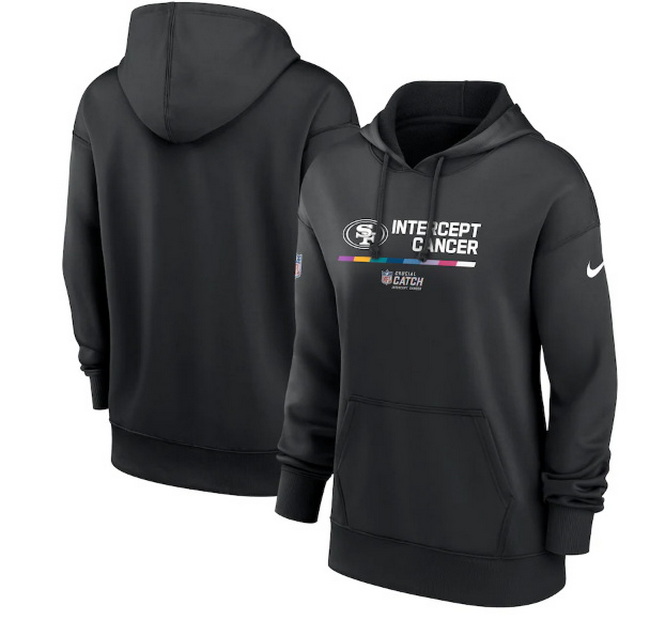 Women San Francisco 49ers 2022 Black NFL Crucial Catch Therma Performance Pullover Hoodie