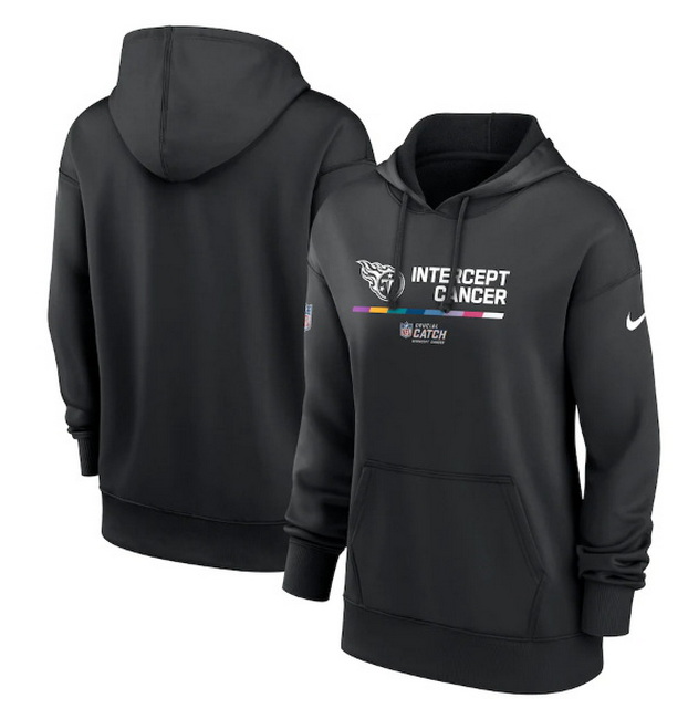 Women Tennessee Titans 2022 Black NFL Crucial Catch Therma Performance Pullover Hoodie