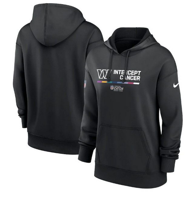 Women Washington Commanders 2022 Black NFL Crucial Catch Therma Performance Pullover Hoodie