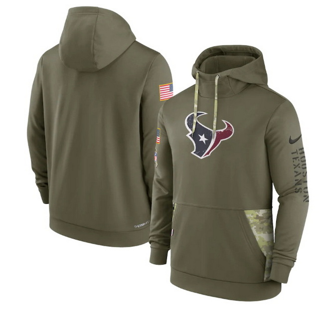 Men Houston Texans 2022 Olive Salute To Service Therma Performan