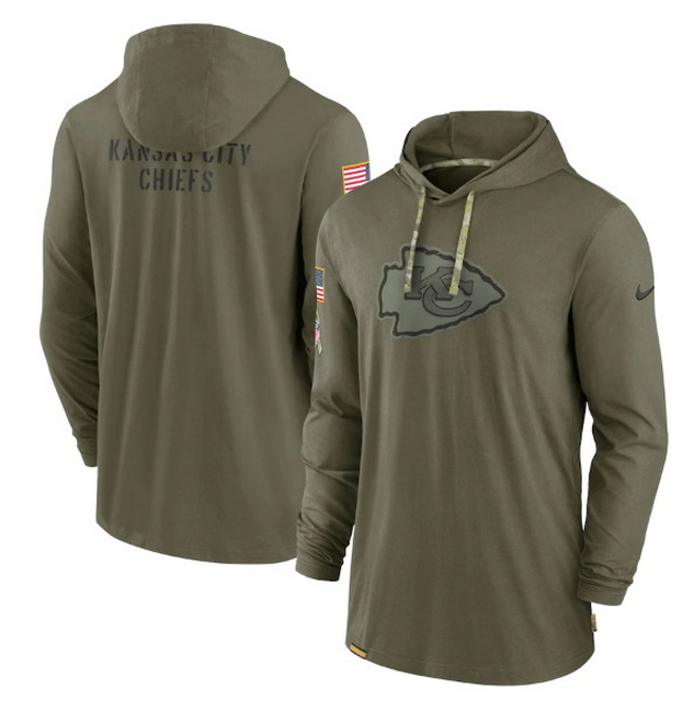 Men Kansas City Chiefs 2022 Olive Salute To Service Tonal Pullover Hoodie