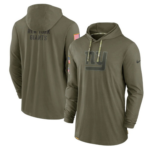 Men New York Giants 2022 Olive Salute To Service Tonal Pullover Hoodie