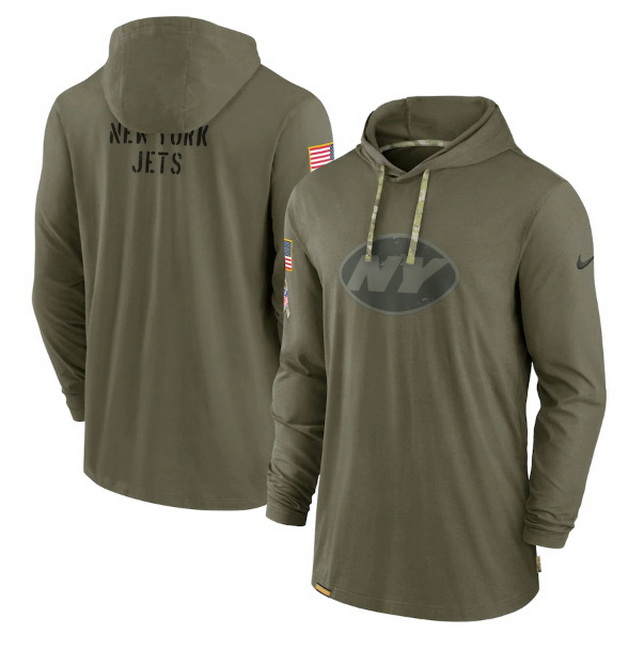 Men New York Jets 2022 Olive Salute To Service Tonal Pullover Hoodie