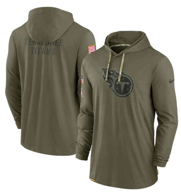 Men Tennessee Titans 2022 Olive Salute To Service Tonal Pullover Hoodie