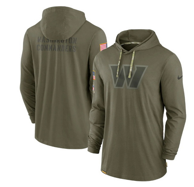 Men Washington Commanders 2022 Olive Salute To Service Tonal Pullover Hoodie