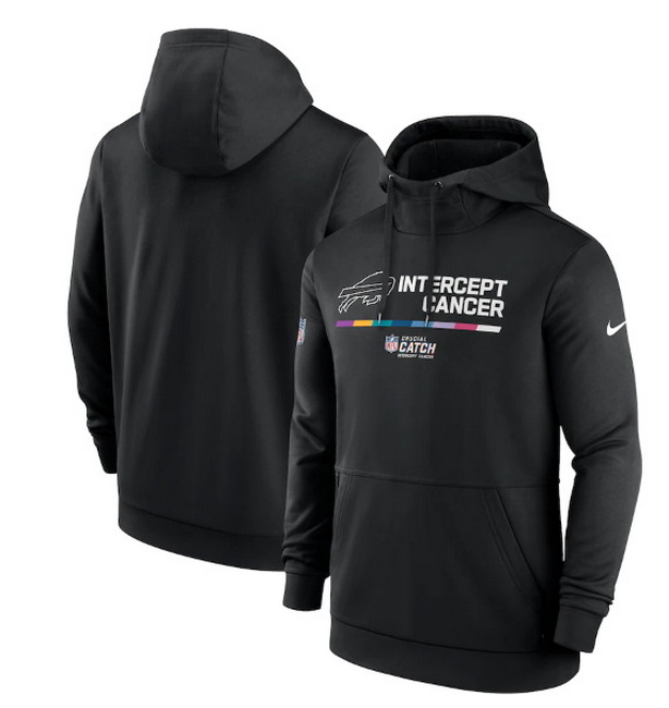 Men Buffalo Bills 2022 Black Crucial Catch Therma Performance Pullover Hoodie