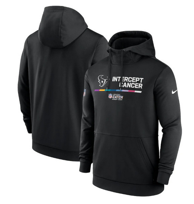 Men Houston Texans 2022 Black Crucial Catch Therma Performance Pullover Hoodie