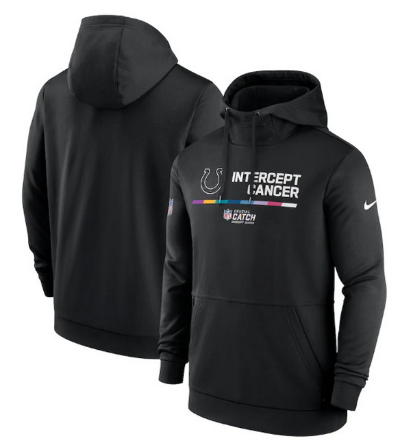 Men Indianapolis Colts 2022 Black Crucial Catch Therma Performance Pullover Hoodie