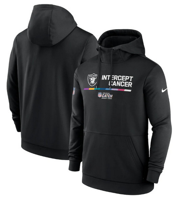 Men Las Vegas Raiders 2022 Black Crucial Catch Therma Performance Pullover Hoodie