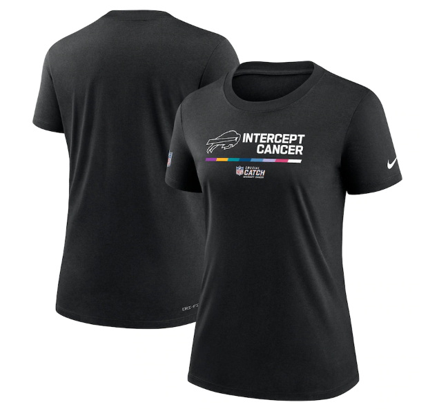 Women Buffalo Bills 2022 Black Crucial Catch Performance T Shirt