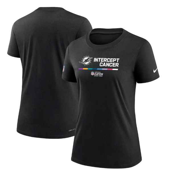 Women Miami Dolphins 2022 Black Crucial Catch Performance T Shirt