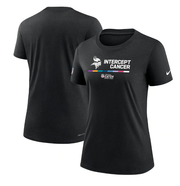 Women Minnesota Vikings 2022 Black Crucial Catch Performance T Shirt