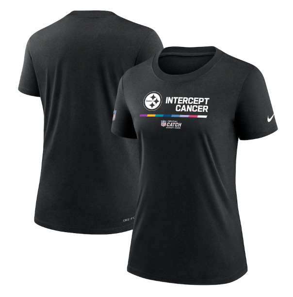 Women Pittsburgh Steelers 2022 Black Crucial Catch Performance T Shirt