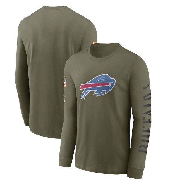 Men Buffalo Bills Olive 2022 Salute To Service Long Sleeve T Shirt