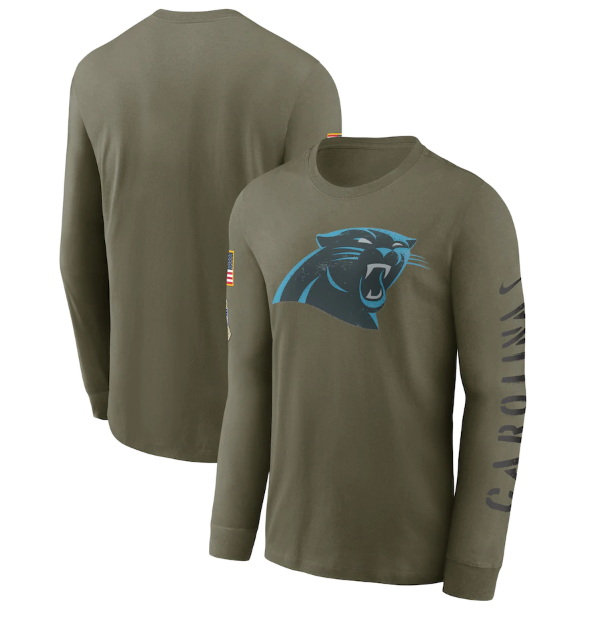 Men Carolina Panthers Olive 2022 Salute To Service Long Sleeve T Shirt