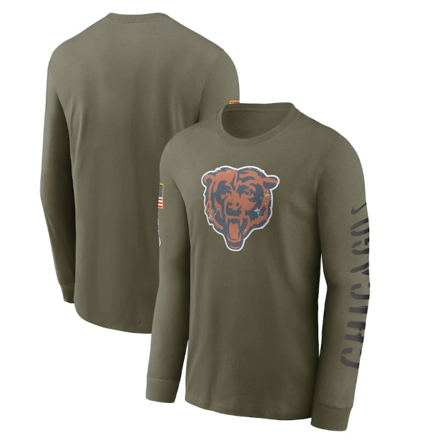 Men Chicago Bears Olive 2022 Salute To Service Long Sleeve T Shirt