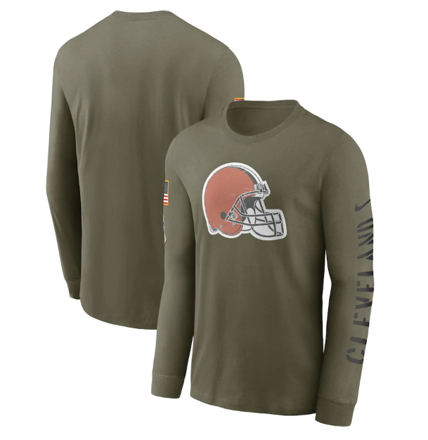 Men Cleveland Browns Olive 2022 Salute To Service Long Sleeve T Shirt