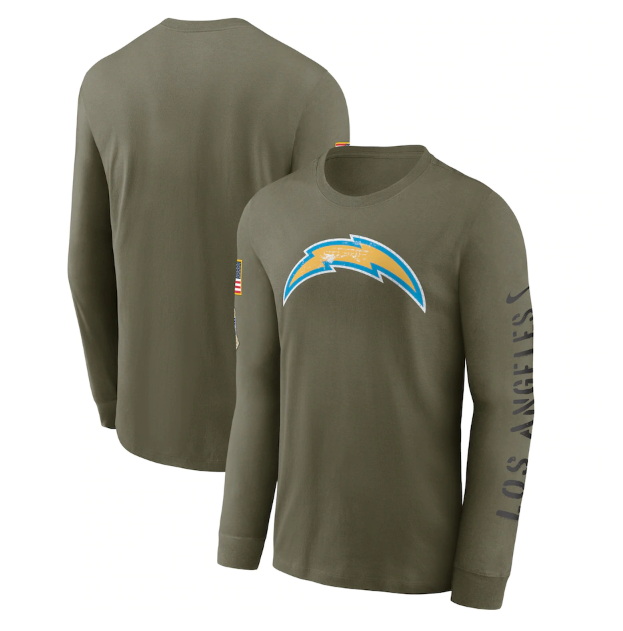 Men Los Angeles Chargers Olive 2022 Salute To Service Long Sleeve T Shirt