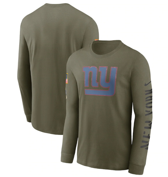 Men New York Giants Olive 2022 Salute To Service Long Sleeve T Shirt