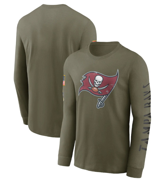 Men Tampa Bay Buccaneers Olive 2022 Salute To Service Long Sleeve T Shirt