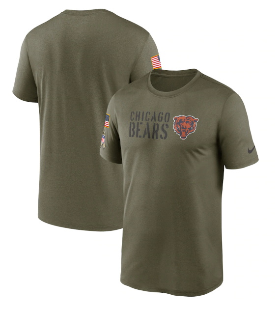 Men Chicago Bears Olive 2022 Salute To Service Legend Team T Shirt